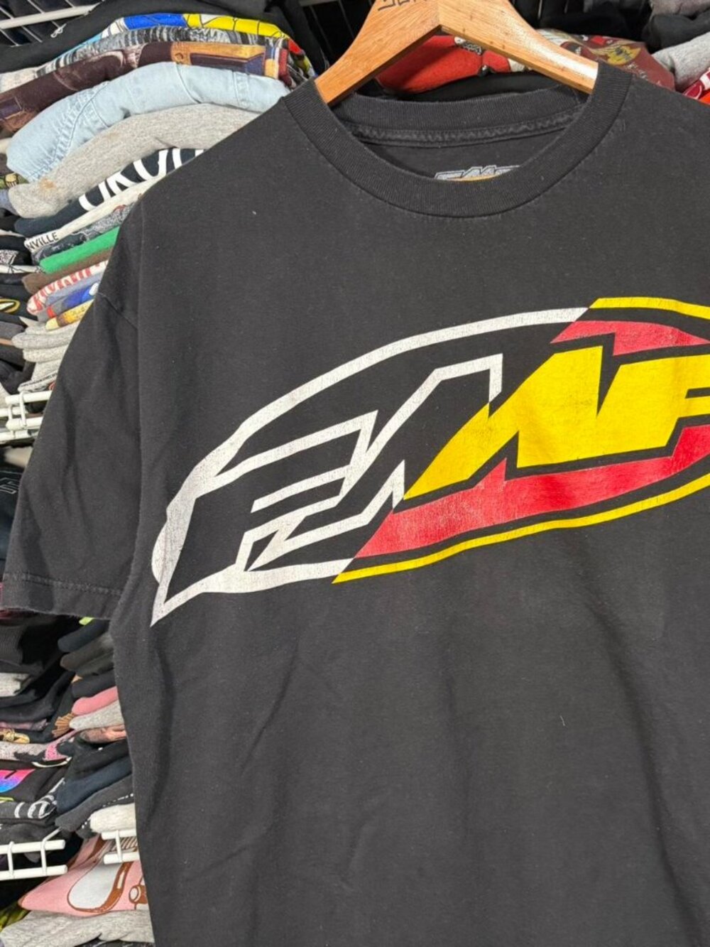 Black Y2K FMF Racing Cotton T-Shirt with stylized logo